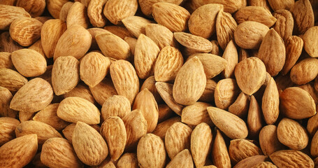 Close up picture of almonds, selective focus.