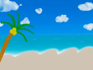 Fototapeta na wymiar palm trees and summer beach