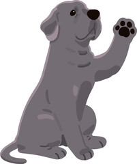 Simple and adorable Great Dane illustration Waving hand flat colored