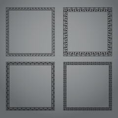 Set of decorative frames Elegant vector element for design in Eastern style, place for text. Floral black and gray borders. Lace illustration for invitations and greeting cards