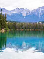 lake in the mountains in jasper national park