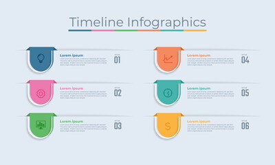 Timeline Infographics Design Marketing Icons. Usable for Workflow Layout, Diagram, Annual Report, Web Design. Business Data Visualization with steps or Processes