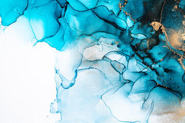 Marble ink abstract art from exquisite original painting for abstract background . Painting was painted on high quality paper texture to create smooth marble background pattern of ombre alcohol ink . © InfiniteFlow