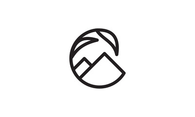 mountain leaf logo icon vector