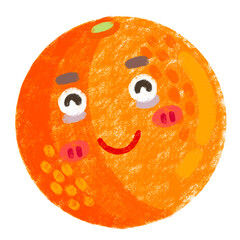 Wood color painting Crayon orange fruit Cute cartoon