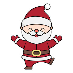 Vector kawaii Santa Claus. Cute happy Father Frost illustration isolated on white background. Christmas, winter or New Year joyful character. Funny cartoon holiday icon.