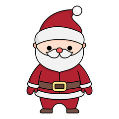 Vector kawaii Santa Claus. Cute Father Frost illustration isolated on white background background. Christmas, winter or New Year character. Funny cartoon holiday icon.