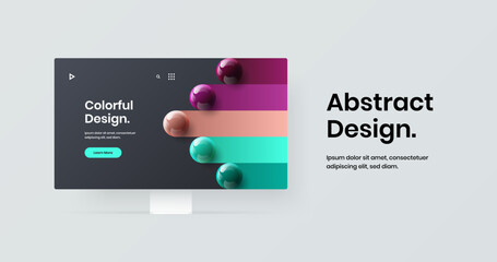 Colorful desktop mockup web banner template. Isolated site screen vector design illustration.