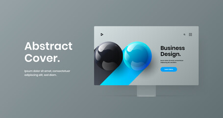 Bright computer monitor mockup site screen illustration. Premium web project vector design concept.