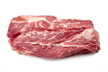 Raw pork shoulder butt, isolated on white background. High resolution image.