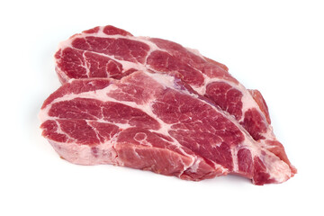 Pork boston butt meat, isolated on white background.