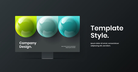 Colorful web project design vector template. Clean computer monitor mockup banner illustration.