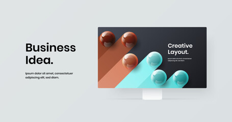 Abstract computer display mockup web banner concept. Bright presentation design vector illustration.