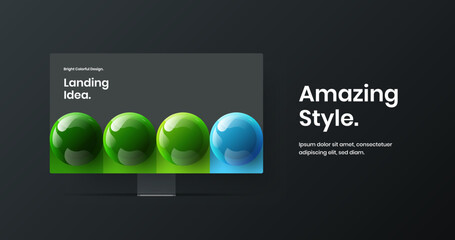 Colorful desktop mockup landing page concept. Amazing website design vector illustration.