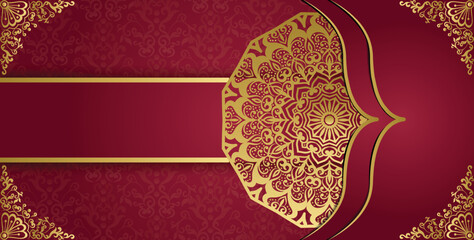 Islamic background with mandala decoration. Royal gorgeous arabesque style invitation card.