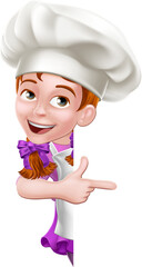 Kid Cartoon Girl Chef Cook Baker Child Sign