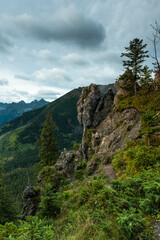 Obraz premium Tatra Mountains landscape with Gesia Szyja landmark, natural rock formation