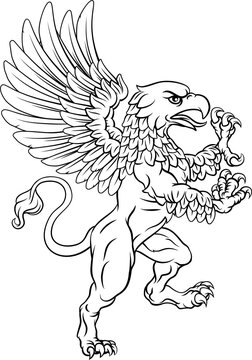 Griffin Rampant Gryphon Coat Of Arms Crest Mascot