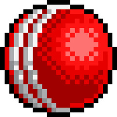 Cricket Ball Pixel Art Eight Bit Sports Game Icon