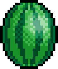 Fototapeta na wymiar Watermelon Fruit Eight Bit Pixel Art Game Icon