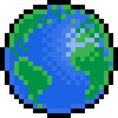 World Earth Globe Eight Bit Pixel Art Game Icon