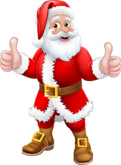 Fototapeta na wymiar Santa Claus Thumbs Up Christmas Cartoon Character