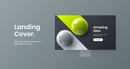 Vivid website design vector concept. Colorful monitor mockup web banner illustration.