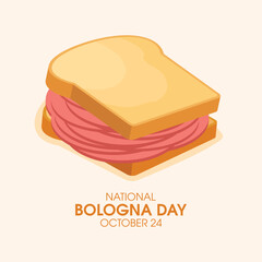 National Bologna Day vector. Bologna sandwich icon vector. Toasted bread with salami drawing. October 24. Important day © betka82