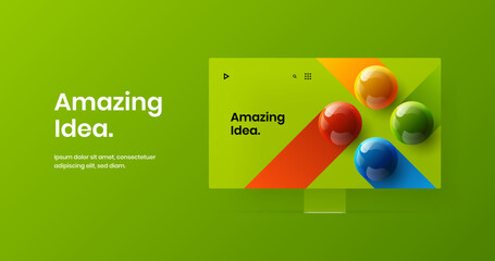Creative display mockup banner layout. Colorful website screen vector design illustration.