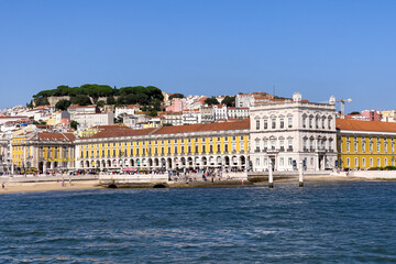 View from a tour boat over Praca do Comercio in Lisbon