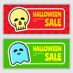 Set of Halloween banners design. Vector illustration