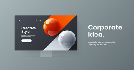 Isolated desktop mockup landing page layout. Premium banner design vector concept.