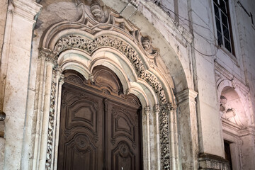 The cathedral of Saint Mary Major in Lisbon at night