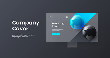 Premium desktop mockup presentation concept. Unique site screen vector design layout.