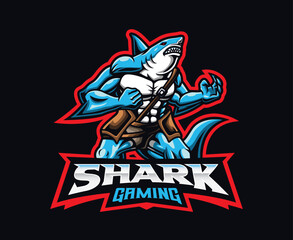 Fototapeta na wymiar Shark man mascot logo design