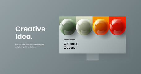 Original computer monitor mockup site concept. Bright web project design vector illustration.