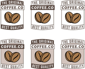 Colorful Coffee Beans Icons with Text - Set 1