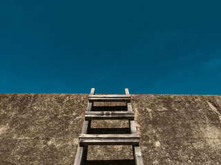 【背景素材】青空にかかるはしご