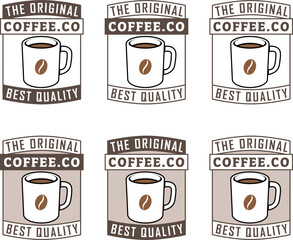 Colorful Coffee Mug and Bean Icons with Text - Set 1