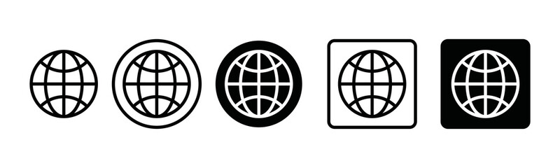 World icon vector. Simple line globe icon vector set. Earth silhouette vector. 