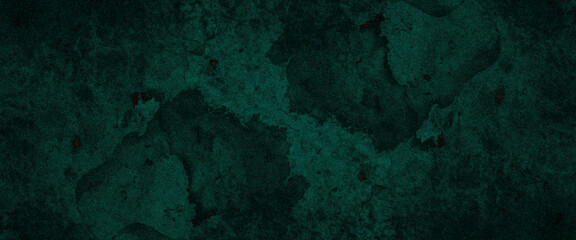 Fototapeta na wymiar Dark green old concrete wall surface with grunge texture for background. Black, green watercolor grunge background. dark green and blue background stucco surface.
