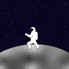 Fototapeta na wymiar Astronaut walking on the moon. vector art