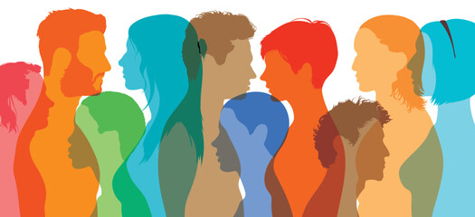 People of diverse cultures, ethnicities, and races. Racial equality, antiracism, and friendship in a flat cartoon.