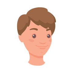 Brunet Man Head Showing Happy Face Expression and Emotion Smiling Half-turned Vector Illustration