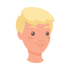 Blond Man Head Showing Happy Face Expression and Emotion Smiling Half-turned Vector Illustration