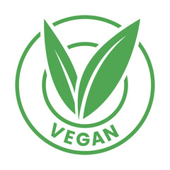 Vegan Round Icon with Green Leaves - Icon 5
