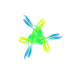 Green yellow and blue brushstroke isolated design element