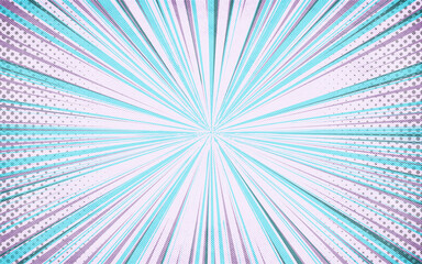 Pop art Blue and white sun burst comic zoom colorful halftone vintage backdrop for comic superhero text