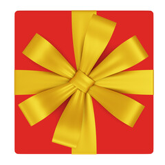 Gift box with ribbon. Render 3d. Isolated on transparent background, png.
