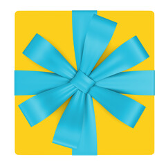 Gift box with ribbon. Render 3d. Isolated on transparent background, png.
